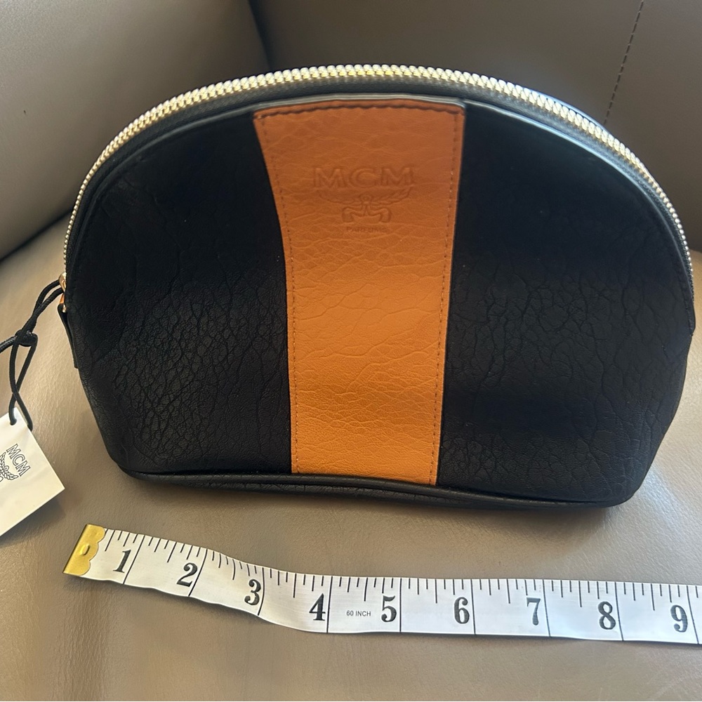 MCM Black and Orange Toiletry Bag with Bold Color Blocking - Picture 12 of 13